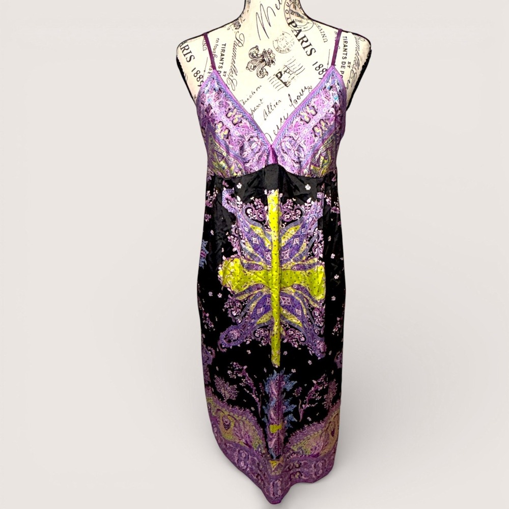 ECI New York Coachella Paisley Midi Slip Dress Women's Boho Spaghetti Strap Chic